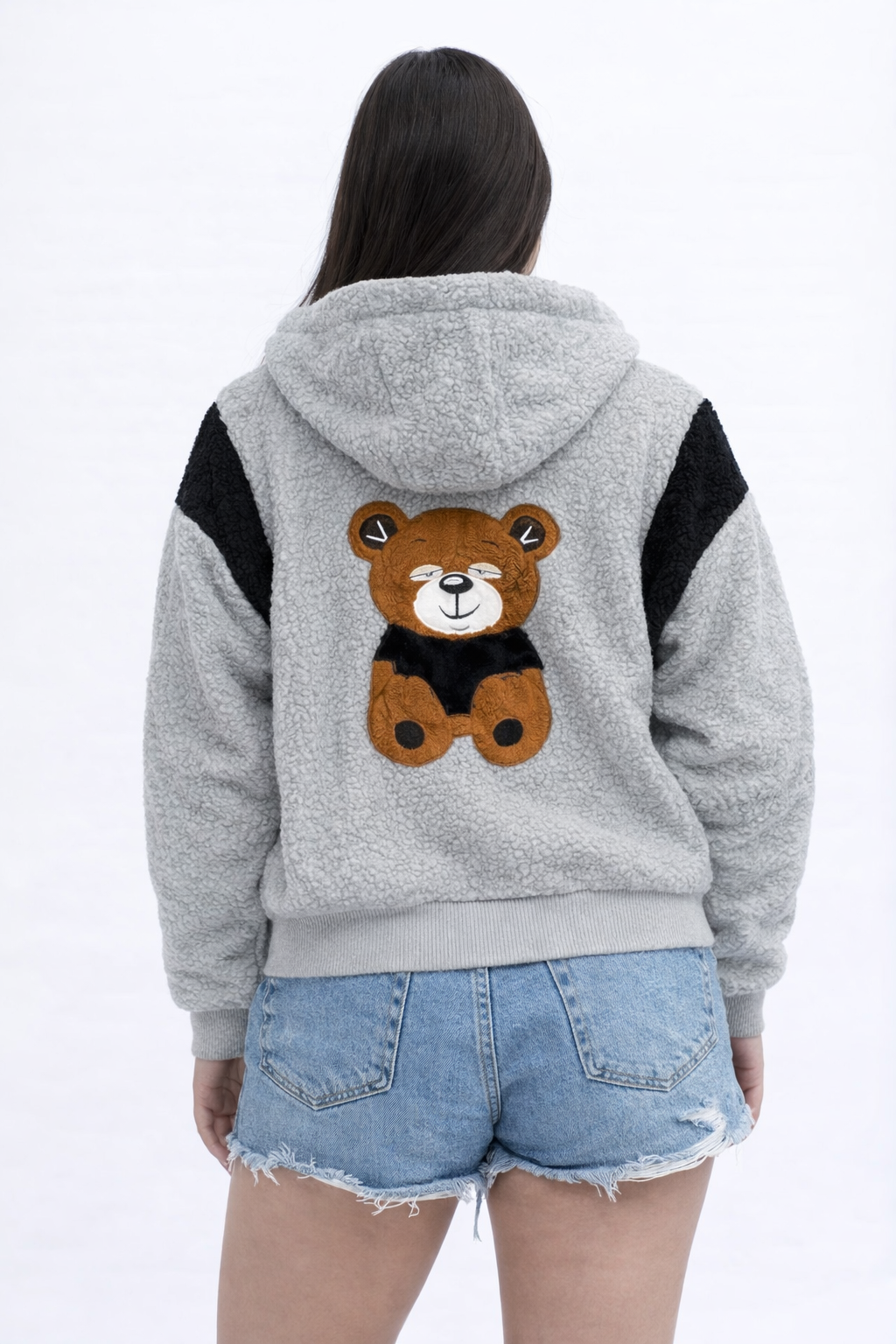 Teddy Borg Zip Hoodie with Bear Patch