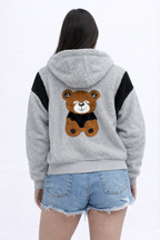 Teddy Borg Zip Hoodie with Bear Patch
