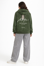 Velour Zip Hoodie with Embroidered Detail