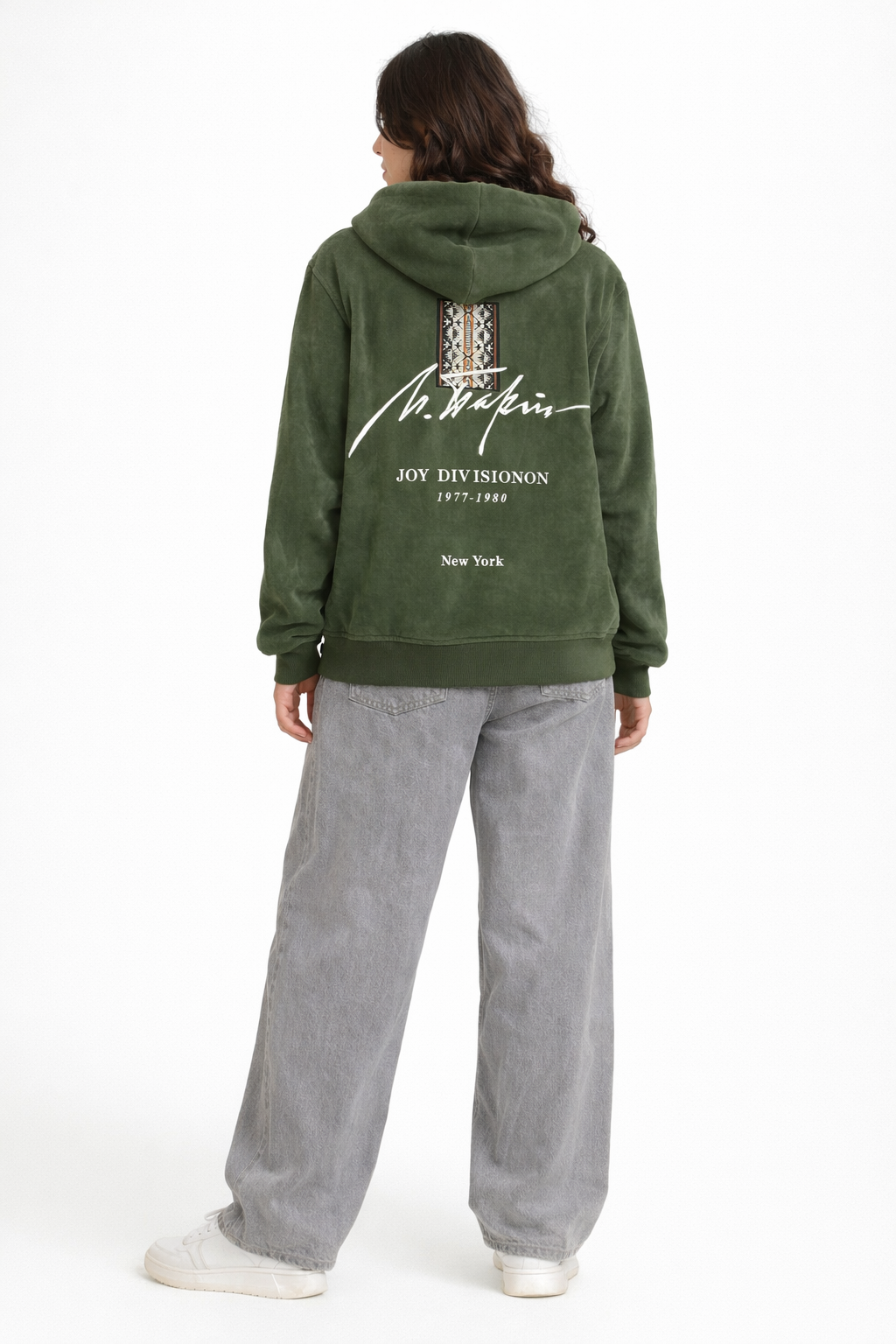 Velour Zip Hoodie with Embroidered Detail