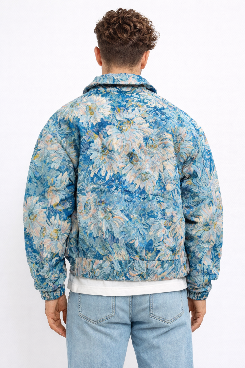 Textured Floral Jacquard Zip-Through Jacket