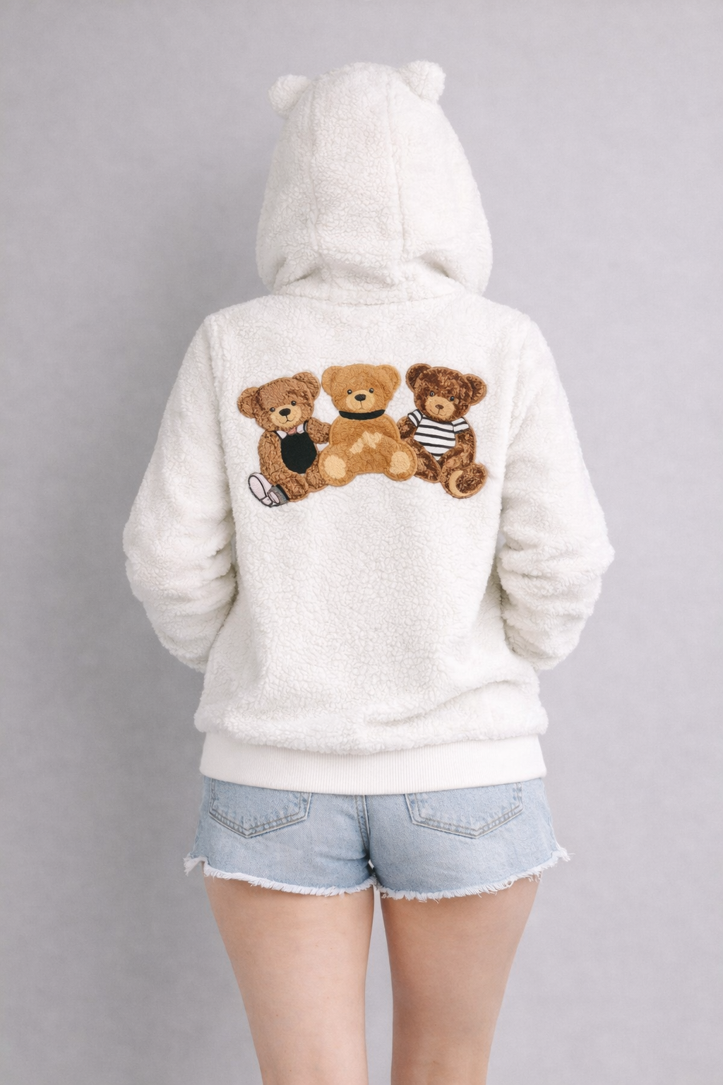 Teddy Borg Zip Hoodie with Bear Patch