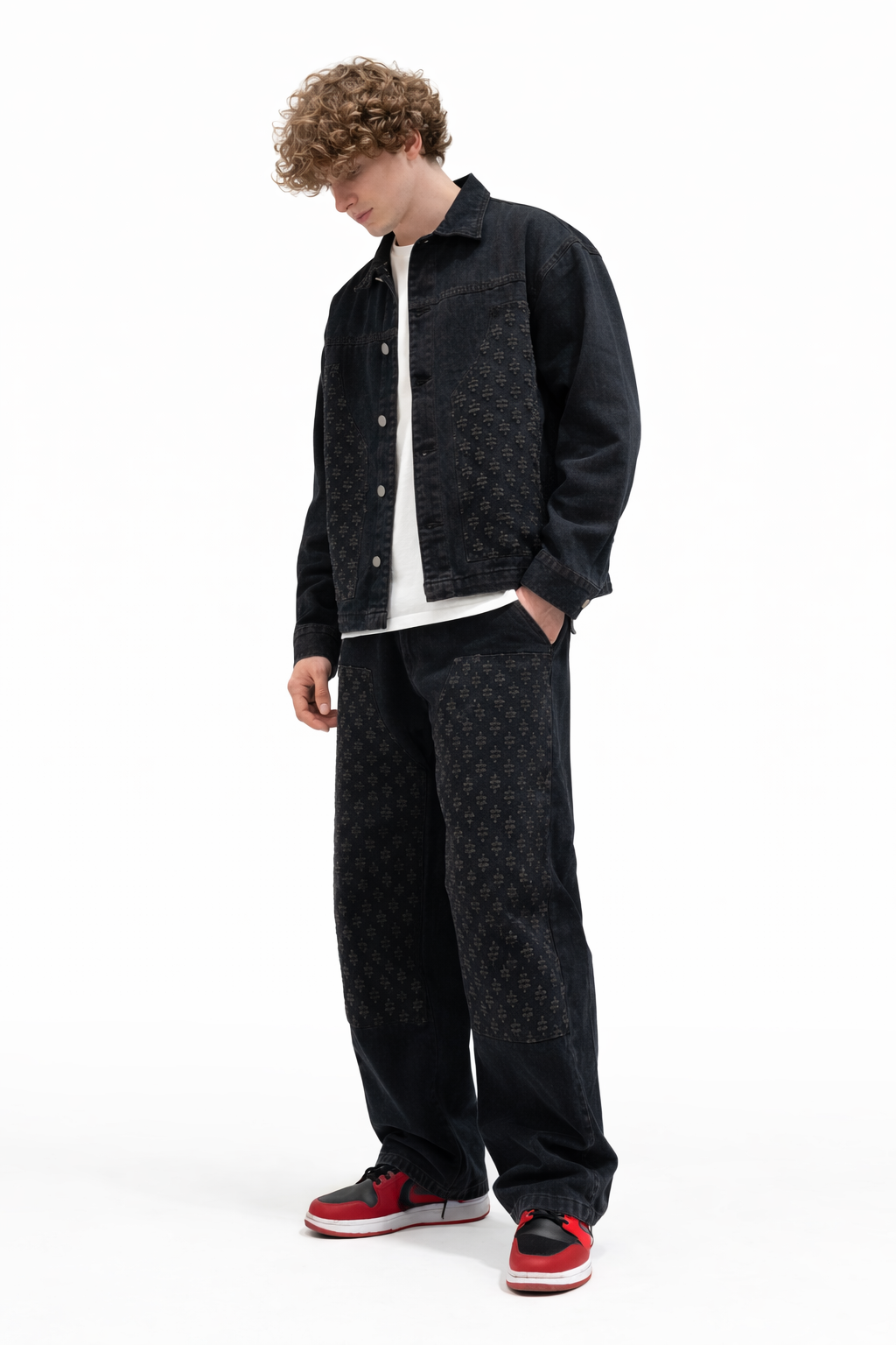 Monogram Denim Jacket & Wide-Leg Jeans Co-Ord