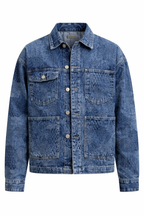 Acid Wash Denim Jacket & Wide-Leg Jeans Co-OAcid Wash Denim Jacket & Wide-Leg Jeans Co-Ord Set for Menrd