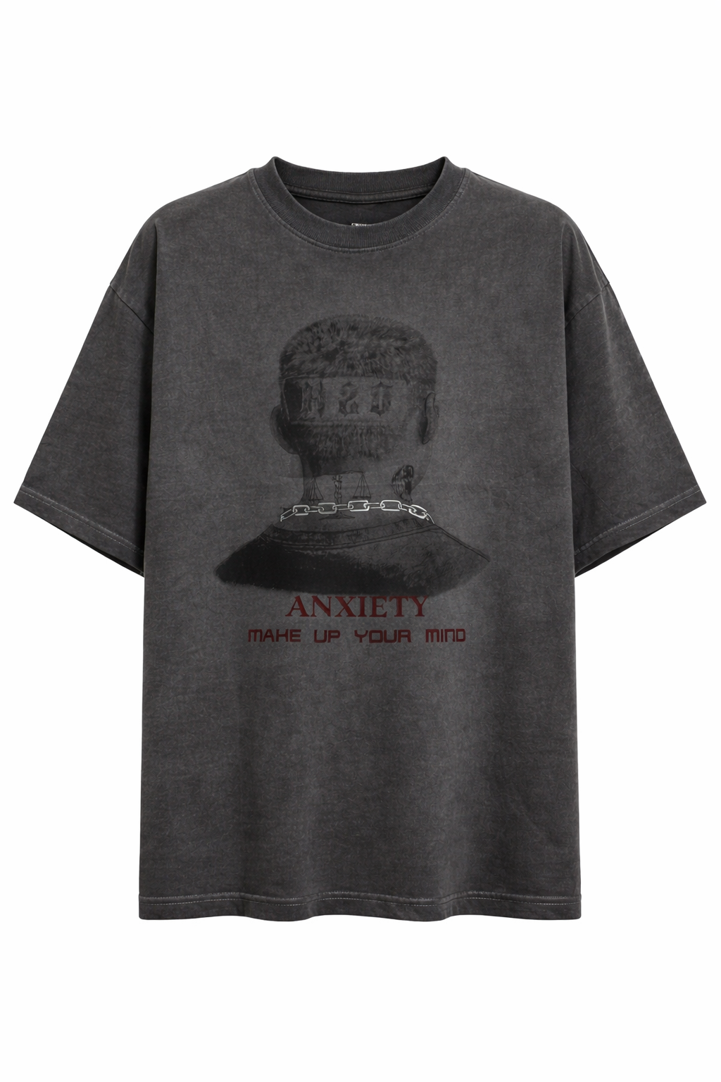 Oversized Acid-Wash Graphic T-Shirt – Charcoal Grey