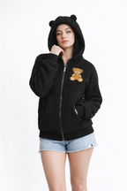 Teddy Borg Zip Hoodie with Bear Detail
