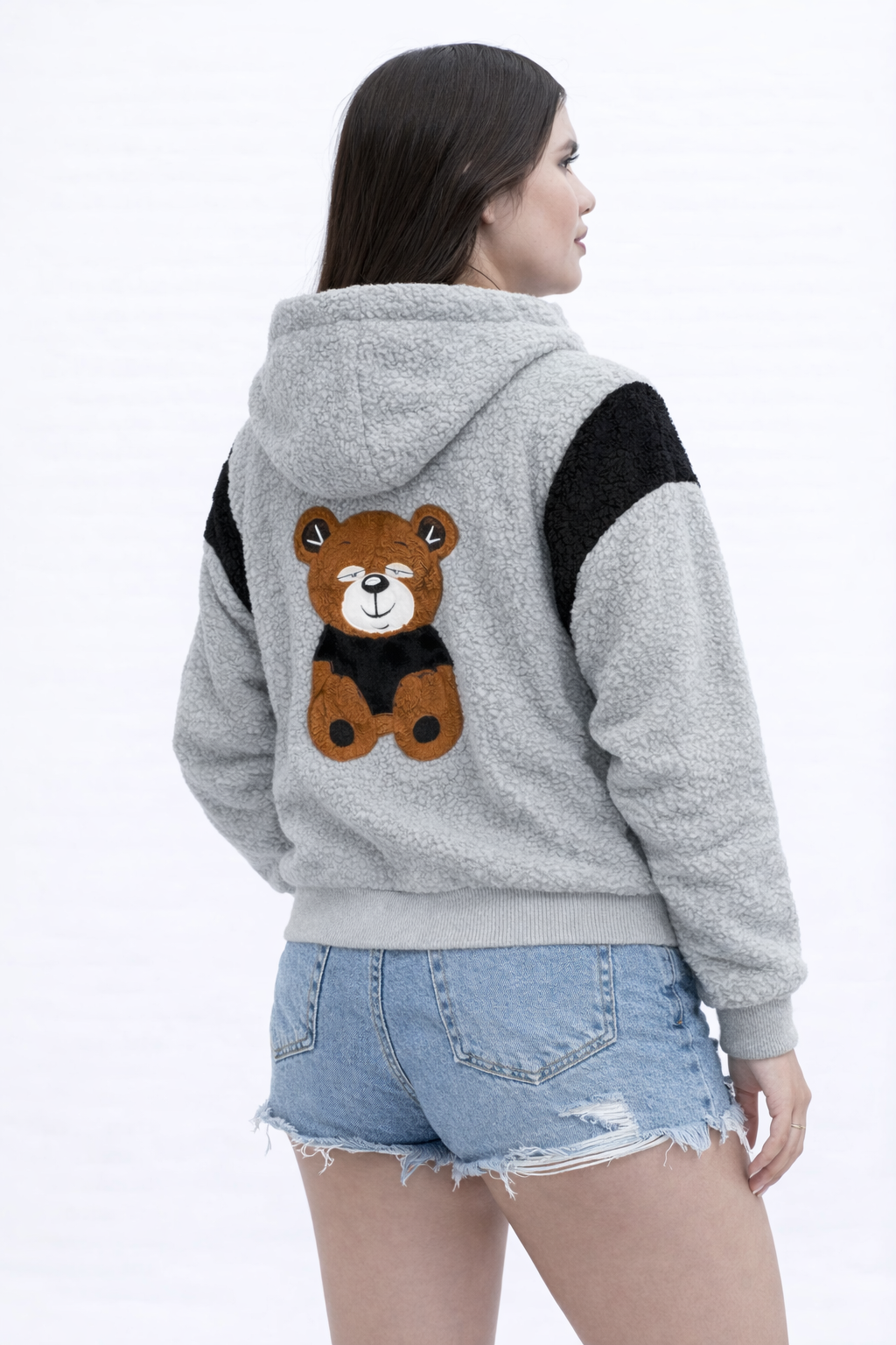 Teddy Borg Zip Hoodie with Bear Patch