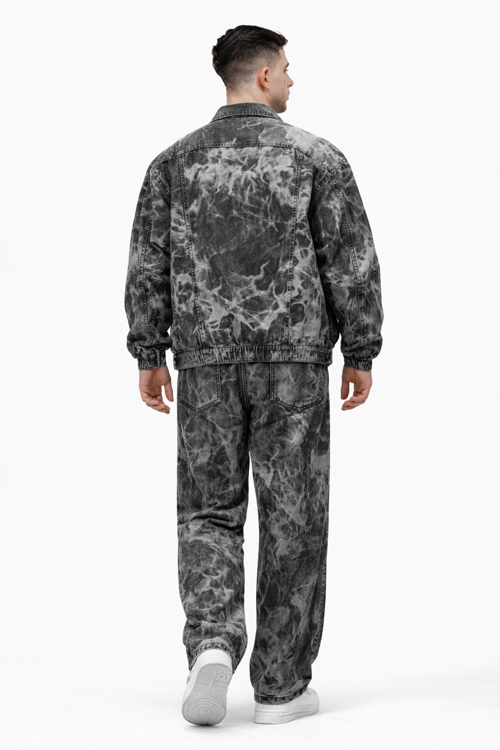 Vintage Acid-Wash Denim Zip Jacket