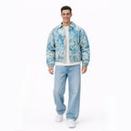 Textured Floral Jacquard Zip-Through Jacket